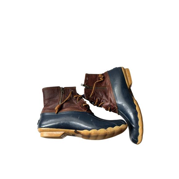 Sperry Size 9 Tan Brown Blue Rubber Hunting Duck Boots Bootie Outdoor Winter - Picture 5 of 13
